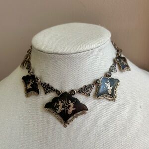 Vintage 1940's SIAM Signed Sterling Silver Fan Choker